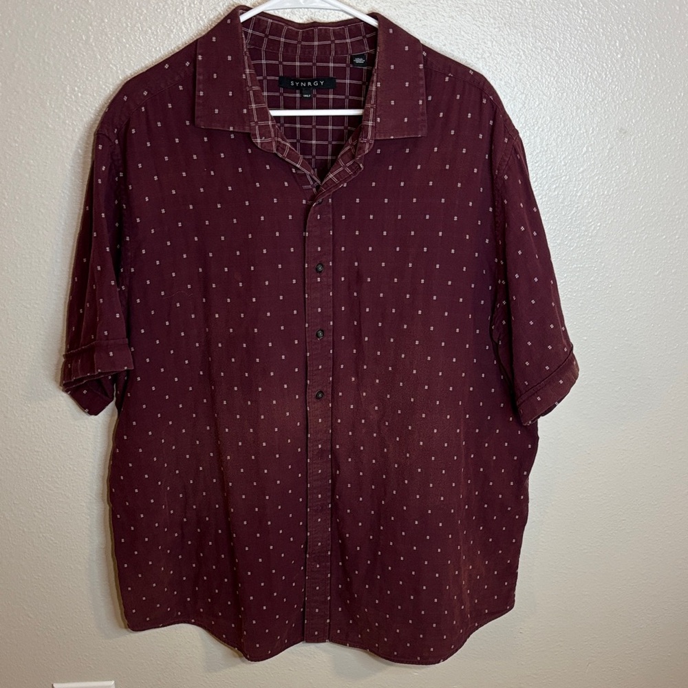Synrgy Men's Burgundy Casual Shirt 9 SKU